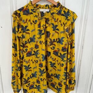 LOFT Women's Yellow Floral Top